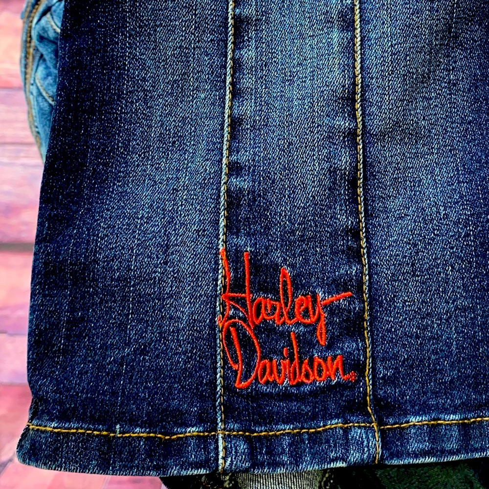 Harley-Davidson Dark Blue Denim Crop Top - Picture 6 of 9